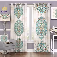 پرده پذیرایی دو قواره پانچ اسلیمی طرح پیچک تو خالی کد S6709