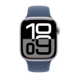 خرید، قیمت و مشخصات کامل ساعت مچی هوشمند اپل واچ سری 10 سایز 46 آلومینیومی نقره‌ای بند آبی جین