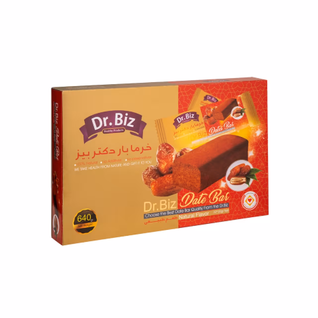خرما بار طبیعی 640 گرمی دکتربیز