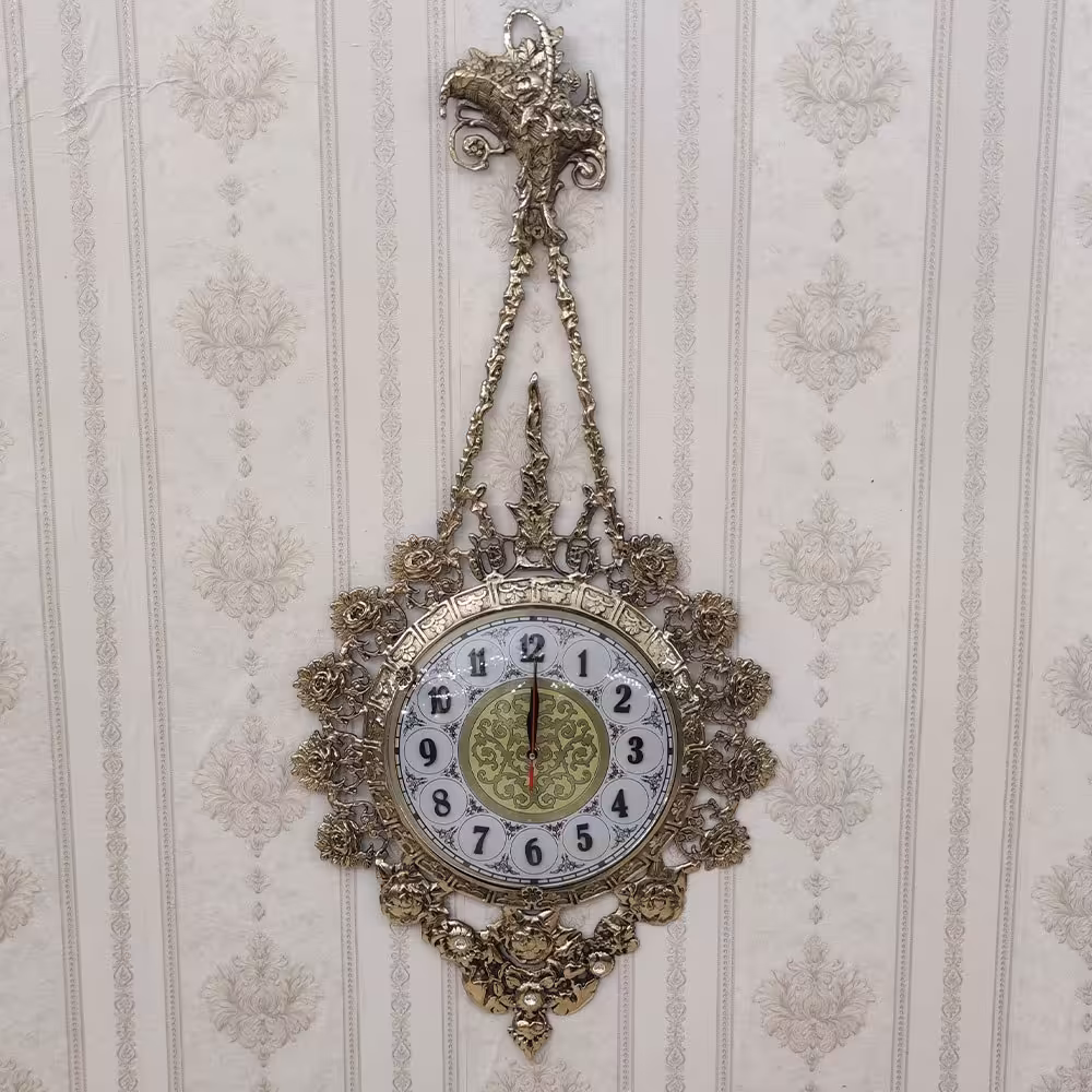 ساعت دیواری برنزی مدل طنابی گل رز صفحه 28 کد 833