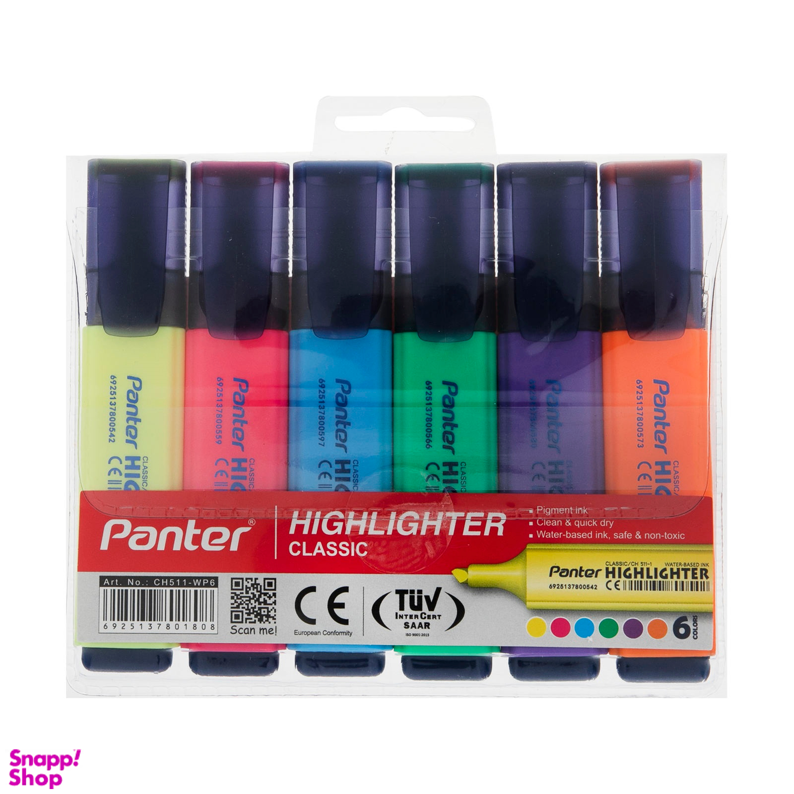 ماژیک علامت گذار 6 رنگ پنتر مدل CH511WP6