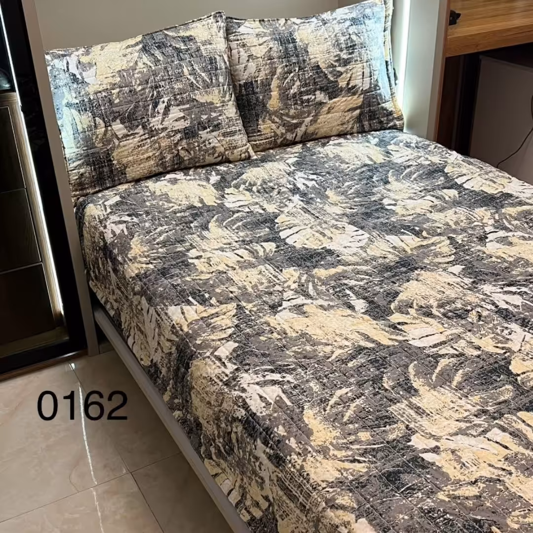 روتختی یک نفره 4تکه طرح دار گلدوزی دورو  autumm(ضمانت پرز و رنگ )