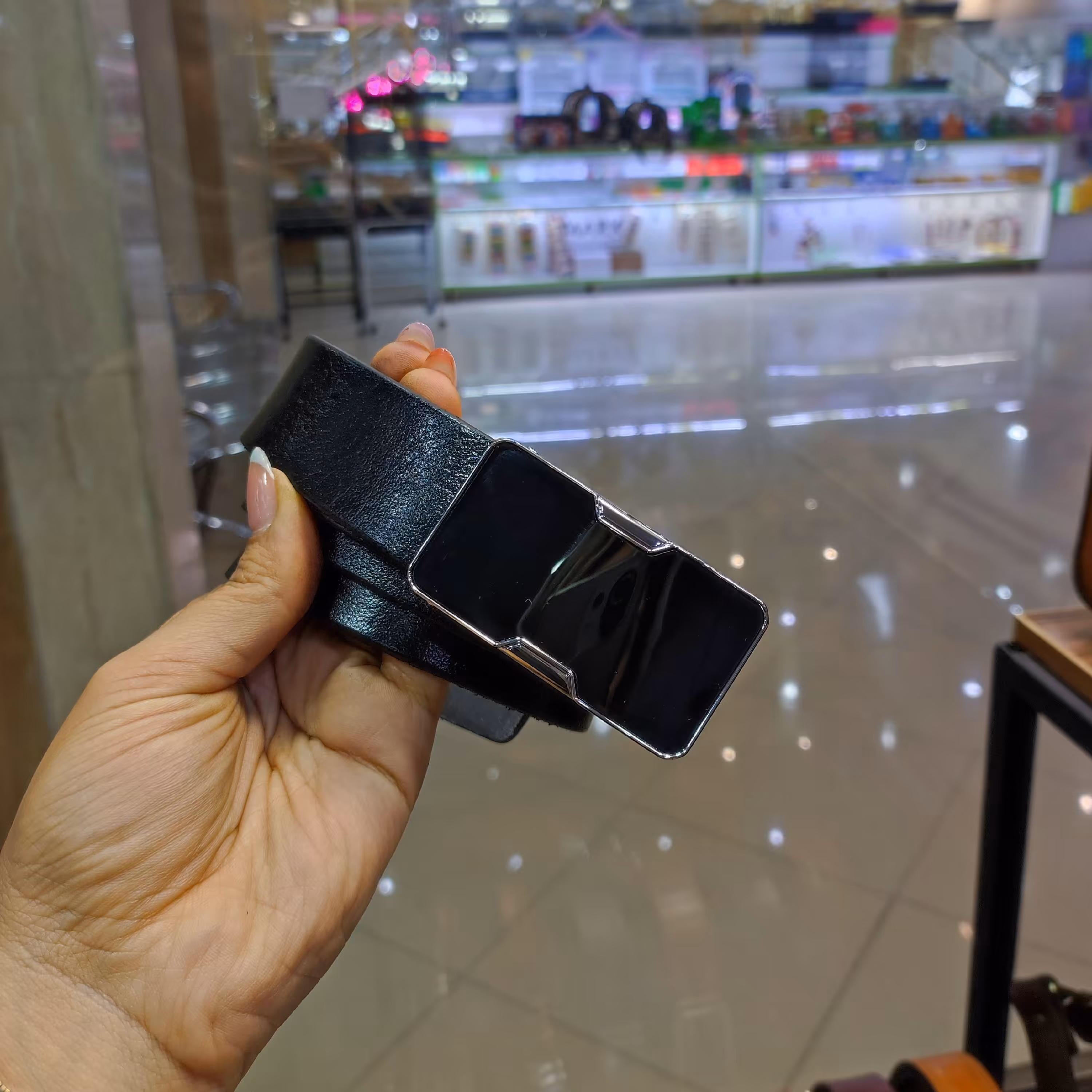 کمربند چرم گاومیشی با سگک مجلسی خارجی