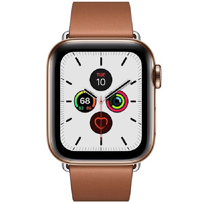 سری 5 استیل سلولار زنانه Gold Stainless Steel Case with Saddle Brown Modern Buckle - Hiapple.ir