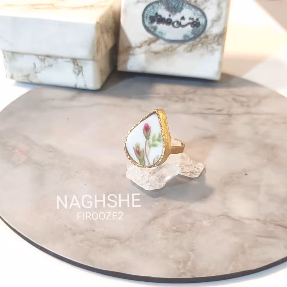 انگشتر اشکی گل سرخ فانتزی فری دست ساز