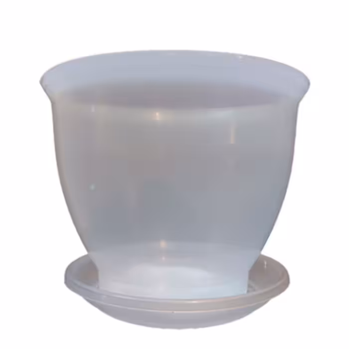 گلدان پلاستیکی شفاف  مخصوص ارکیده سایز بزرگ  با زیر گلدانی همرنگ