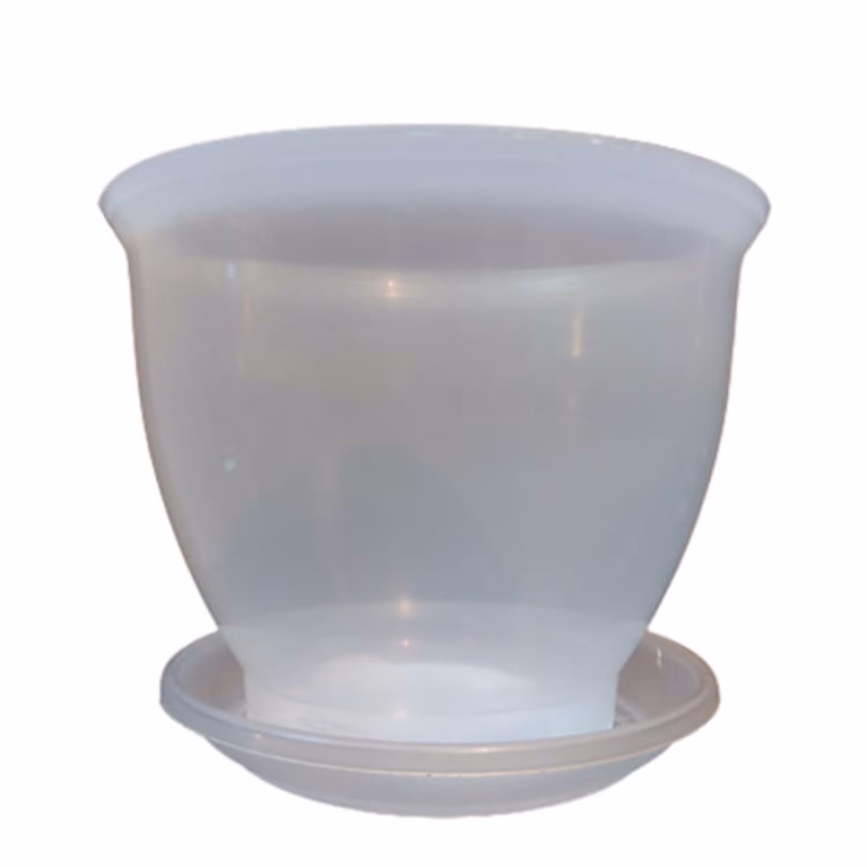 گلدان پلاستیکی شفاف  مخصوص ارکیده سایز بزرگ  با زیر گلدانی همرنگ