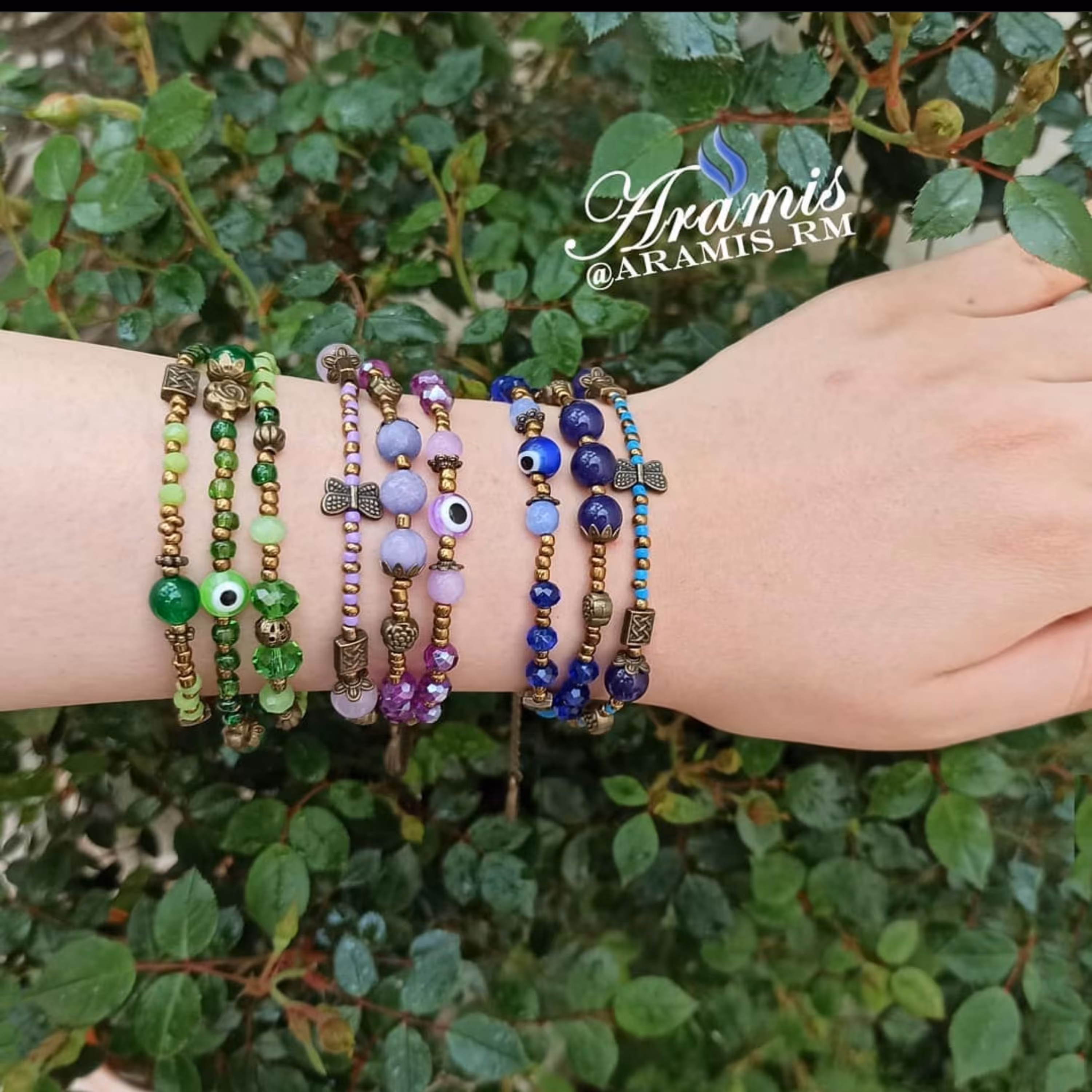 دستبند چند ردیفه بنفش