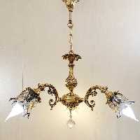 لوستر برنزی مدل گل واژگون 3شعله مخصوص آشپرخانه(تمام برنج)