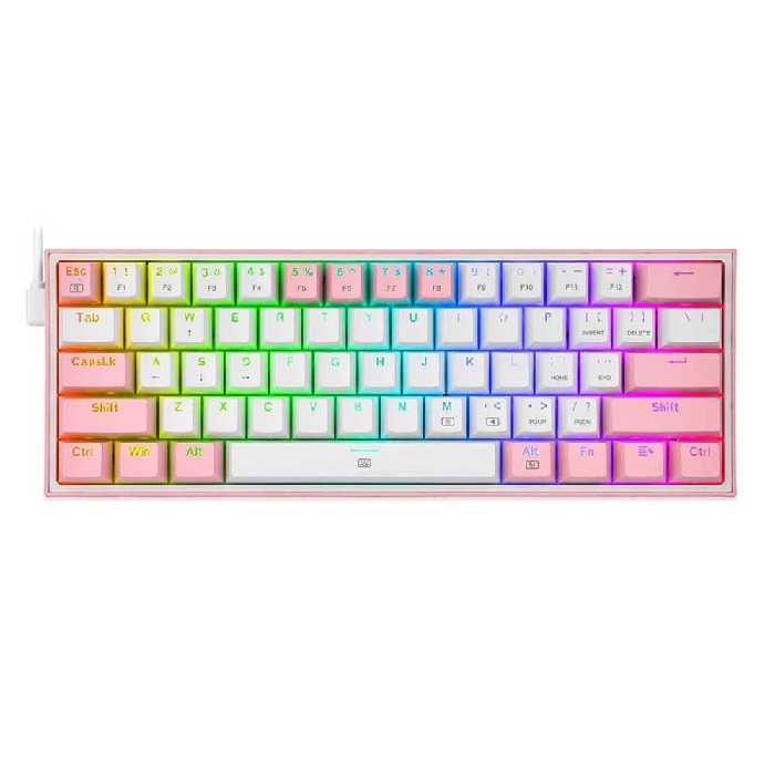 کیبورد گیمینگ ردراگون Redragon K617 FIZZ 60% Wired RGB White-Pink