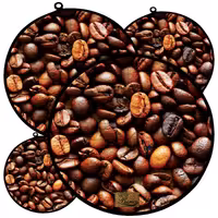 دمکنی ست چهار تکه پارچه ای مخمل دو رو چاپ طرح قهوه سایز 20، 25، 30 و 35 مدل B21-54 شرکت رنس