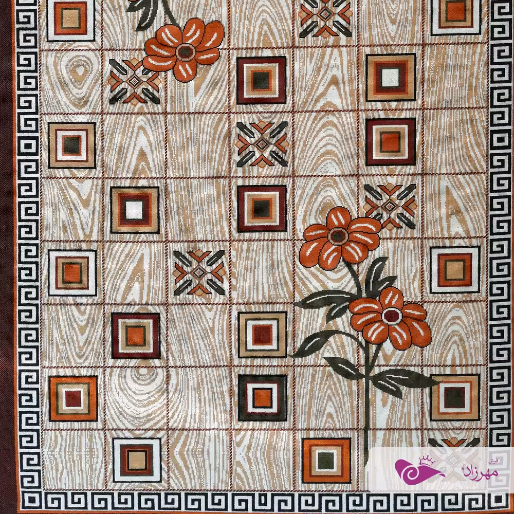 گلیم ماشینی یک و بیست در دو  طرح چوبی با ارسال رایگان