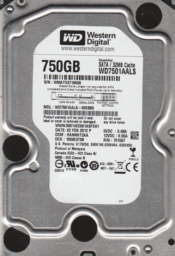 هارد اینترنال وسترن دیجیتال بلک مدل WD7501AALS با ظرفیت 750 گیگابایت