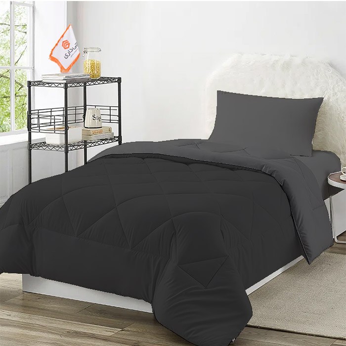 سرویس روتختی چیداری مدل دورو  یک نفره  رنگ طوسی تیره و مشکی عرض 90