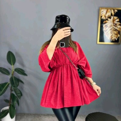 مانتو اسپرت زنانه مخمل کبریتی مدل مانتو عروسکی