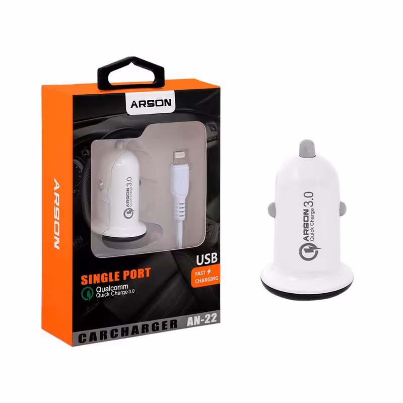 شارژر فندکی اپل آیفون آرسون مدل AN-22 به همراه کابل تبدیل لایتنینگ