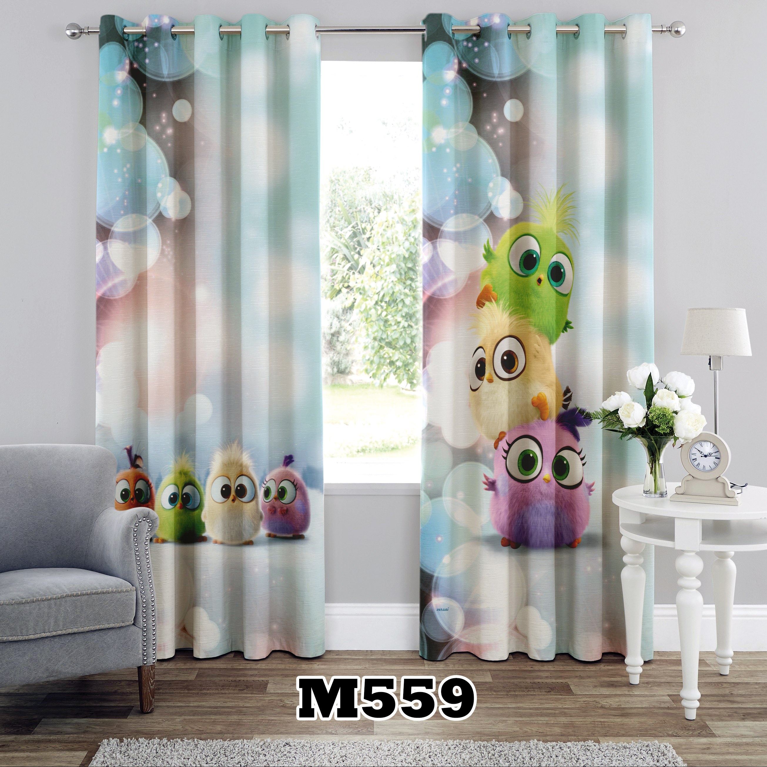 پرده چاپی طرح بچگانه کد M559 تک قواره ارتفاع 300 عرض 140 سانت