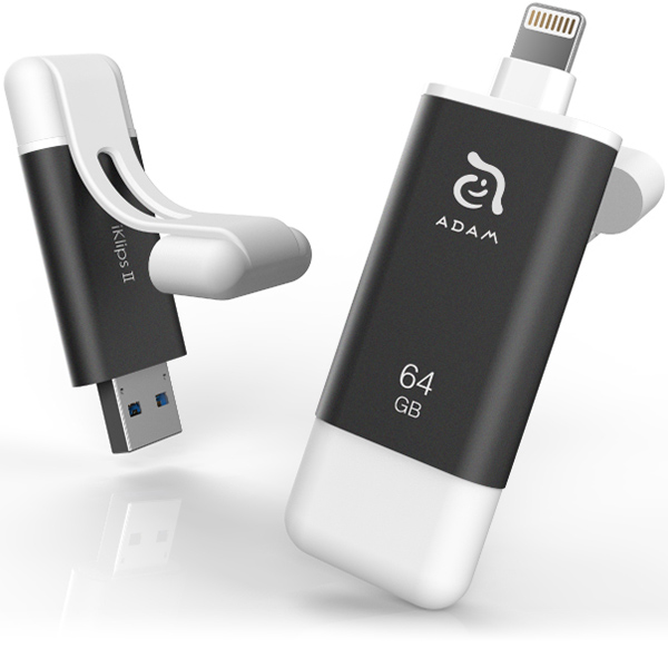 فلش مموری آدام المنتس ADAM ELEMENTS لایتنینگ مدل iKlips II با ظرفیت 64 گیگابایت خاکستری - Hiapple.ir
