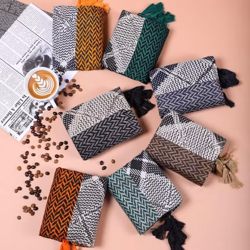 شال نخی چهارفصل منگوله دار