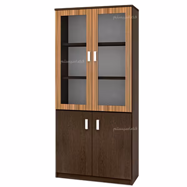 کمد اداری چهار درب شیشه و چوب کد 567