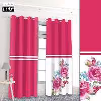 پرده تصویری پذیرایی پانچ دو قواره آماده طرح گل کد 4193