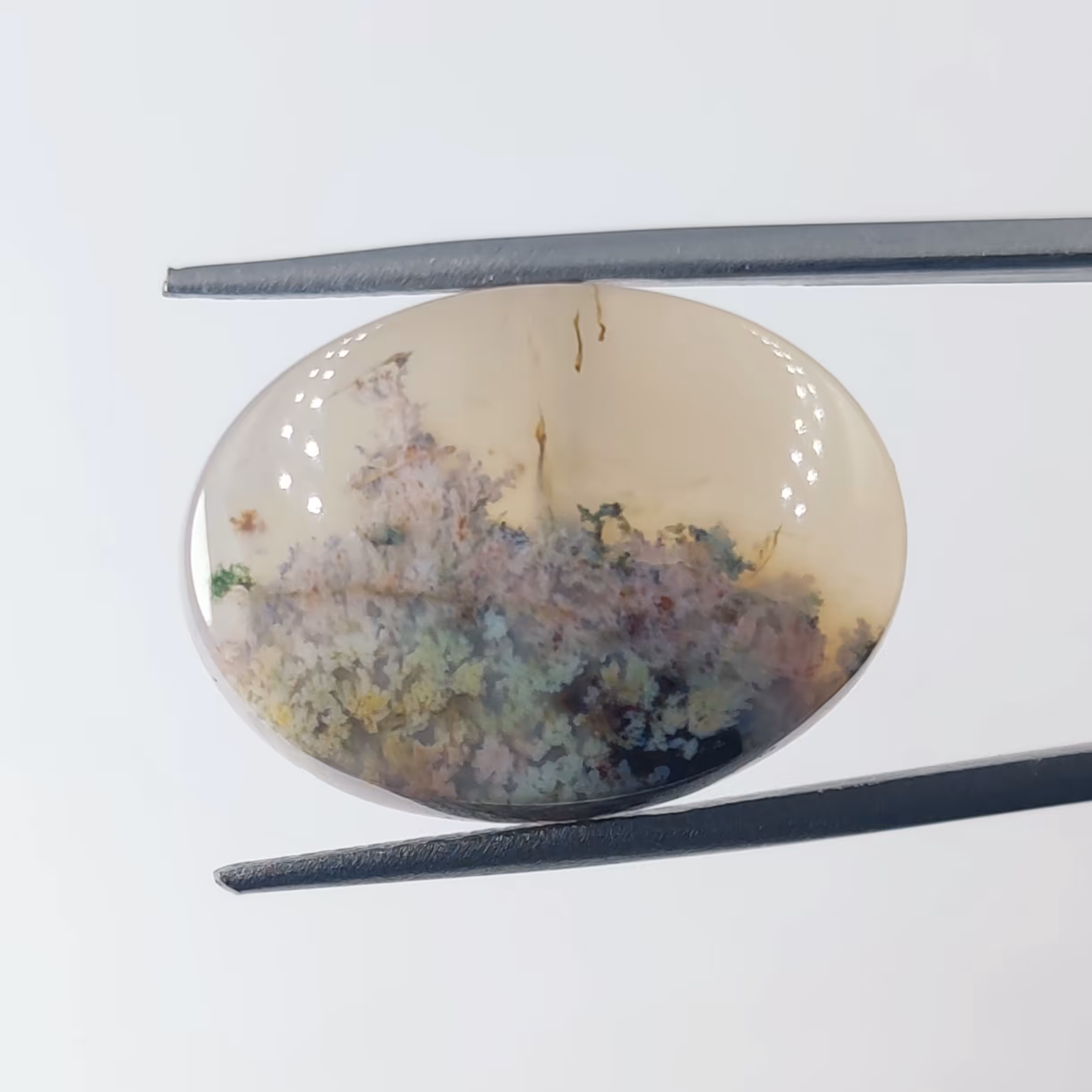 نگین سنگ عقیق شجر معدنی منظره گل و بوته تابستانی