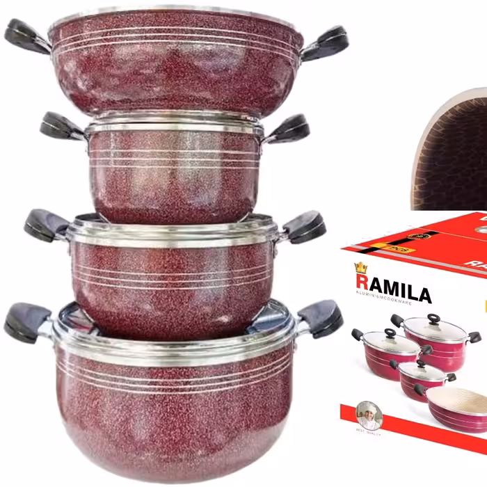 سرویس قابلمه زنبوری درجه یک زرشکی -  خرید و قیمت تولیدی هفت پارچه زنبوری -   nonstick cookware factory in iran 