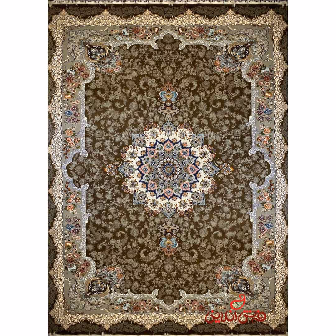 فرش ماشینی شاهکار صفویه 5464 قهوه ای