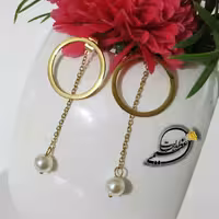 گوشواره دو تیکه با نگین مرواریدی از جنس استیل رنگ ثابت روکش طلا