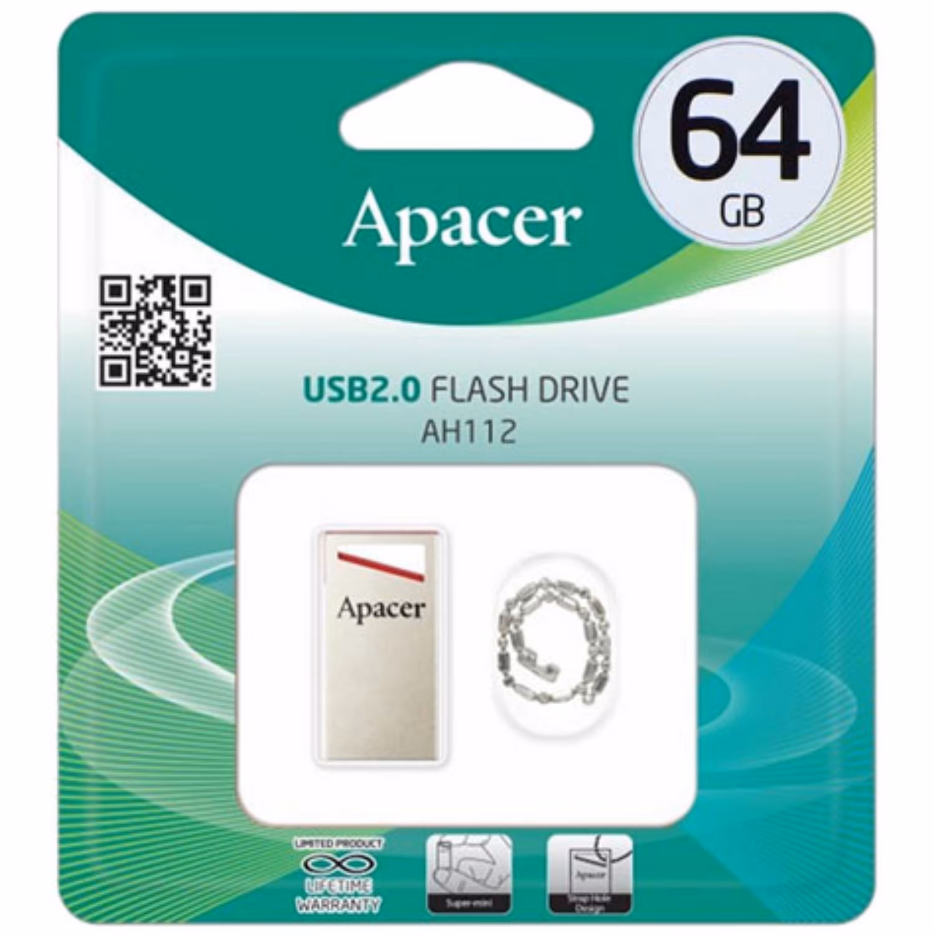 فلش 64GB USB2 اپیسر مدل AH112 با گارانتی مادام العمر 