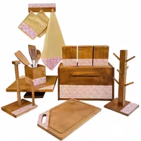 سرویس جهیزیه آشپزخانه 16 تکه ((سلما)) طرح گلسا (سرویس آشپزخانه چوبی)