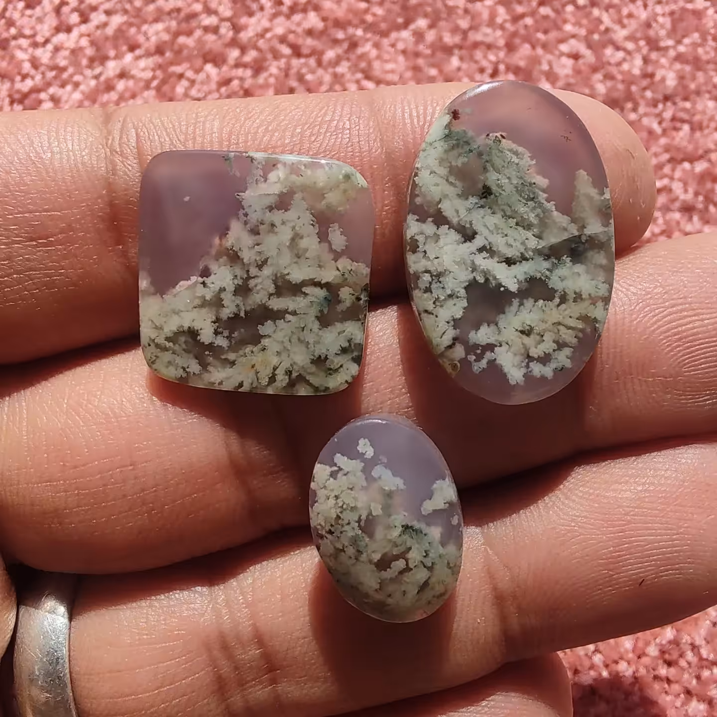 سه عدد نگین عقیق شجر بهاری 