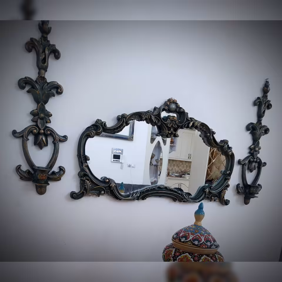 آینه شومینه ای با شمعدان پلی استری