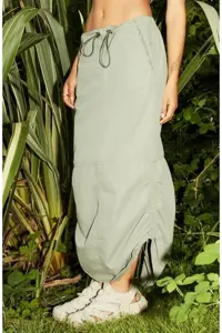 دامن سبز زنانه خاکی Y2K Cargo Long Maxi september island
