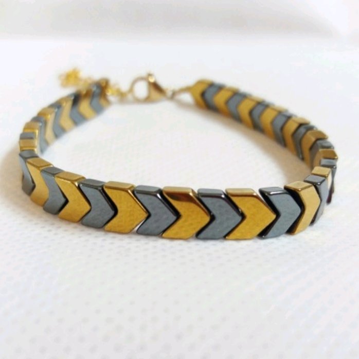 دستبند حدید دودی طلایی