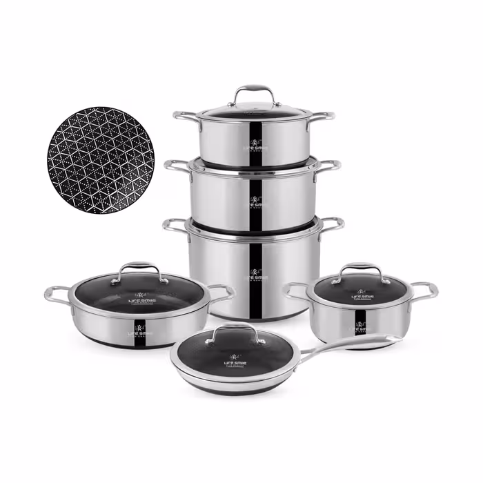 سرویس قابلمه کف لیزری 10 پارچه استیل لایف اسمایل مدل P-19