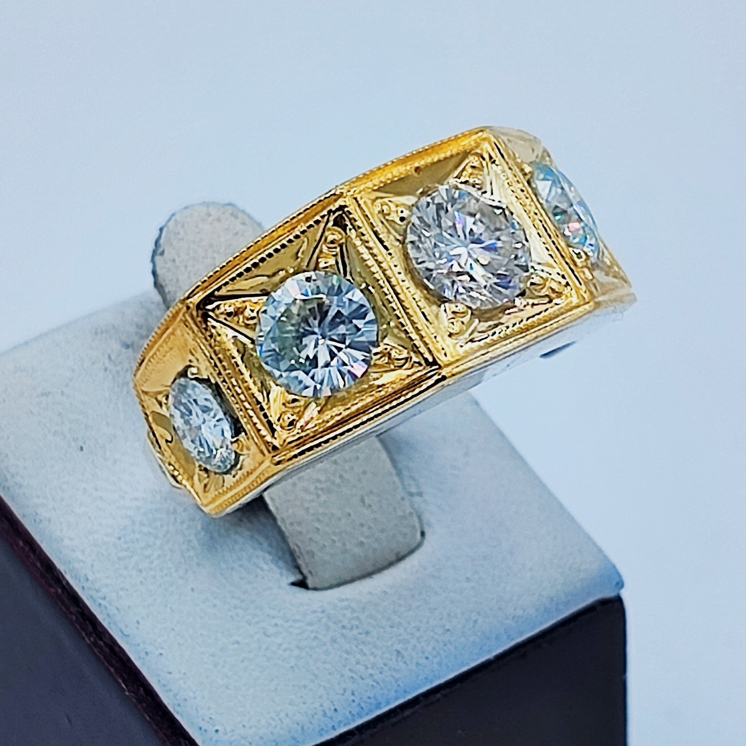 انگشتر نقره دست ساز مدل حلقه با سنگ جواهری منزانایت اصلی