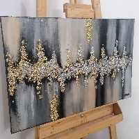 تابلو دکوراتیو نقاشی شده بادست طرح انتزاعی برجسته با کریستال و رزین 