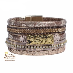 دستبند چند رشته قهوه ای BNG324M0