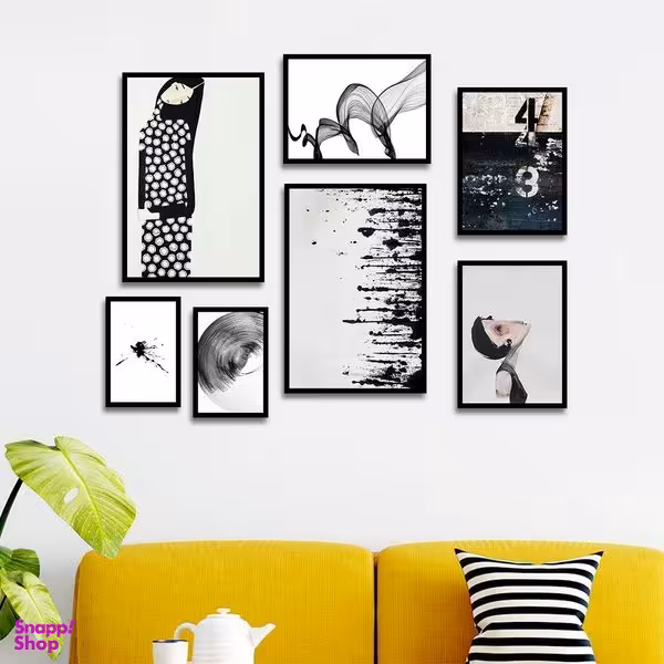 تابلو بکلیت طرح نقاشی دکوری مدرن سبک آبستره مدل B-1478 مجموعه 7 عددی