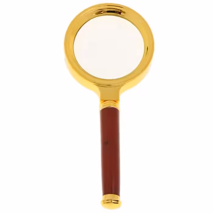 خرید ذره بین دسته طلایی با عدسی قطر 90 میلی متر