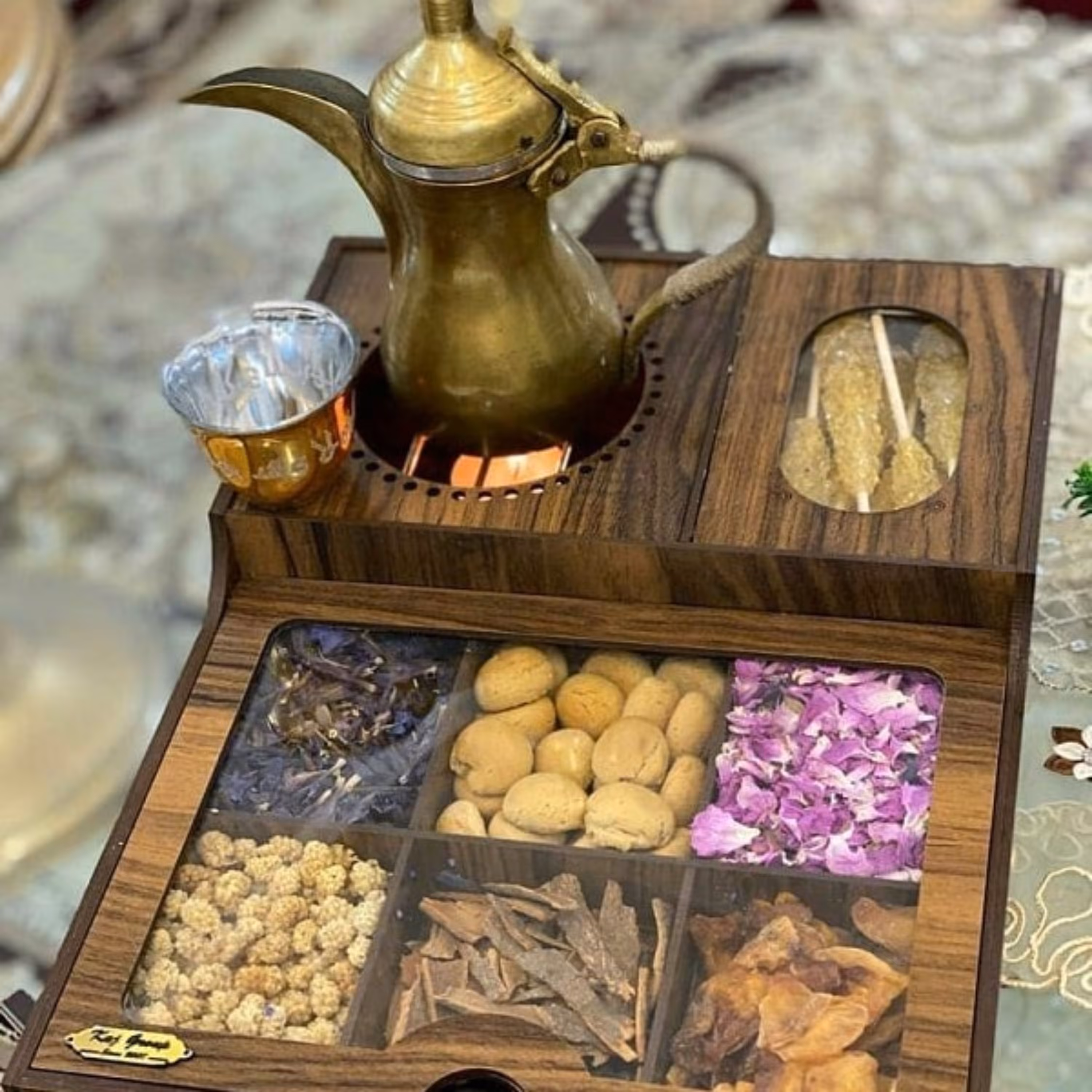 تی بگ و جعبه تنقلات باوارمرگرم نگهدارنده مستطیل چوبی mdf 