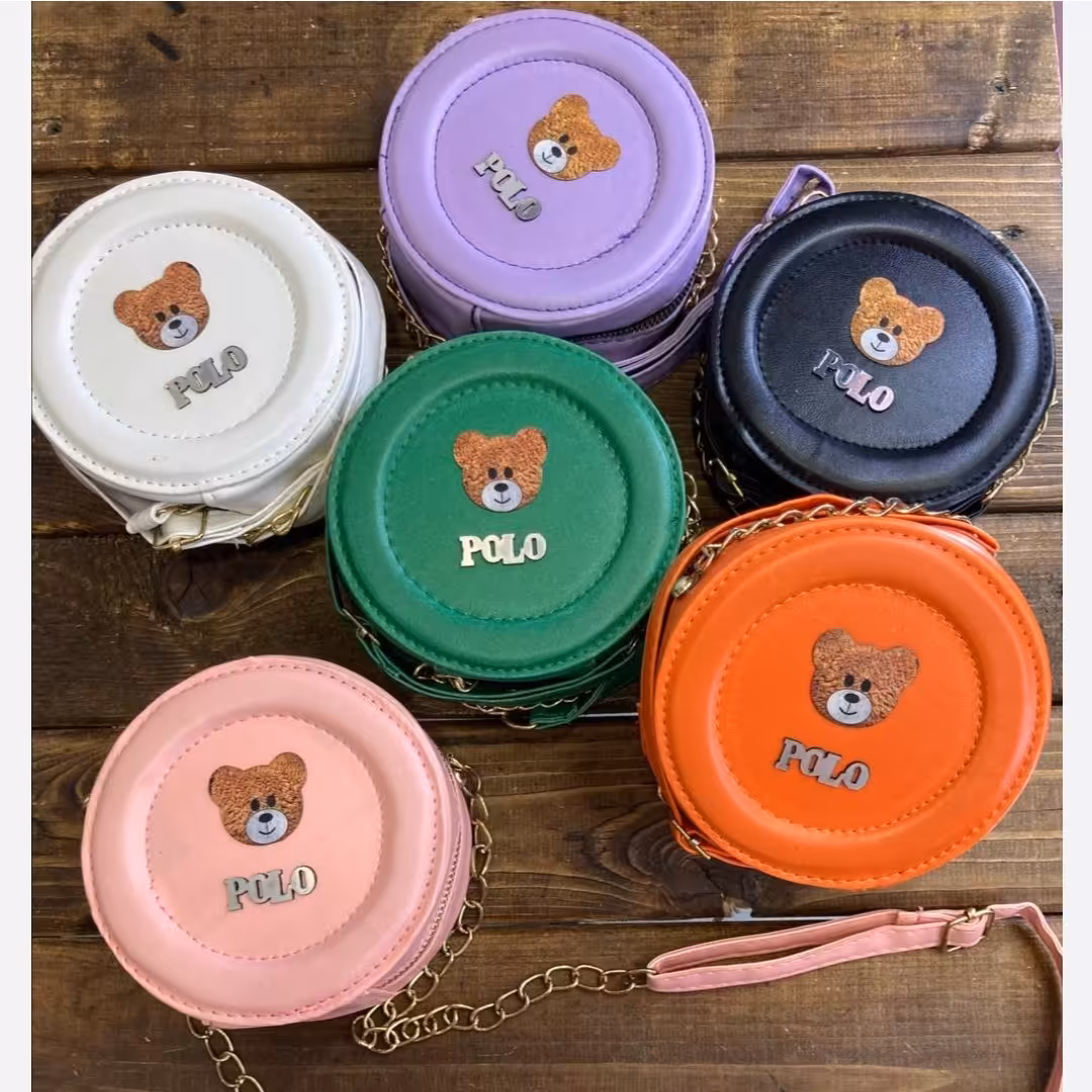 کیف پاسپورتی دخترانه گرد تدی دسته بلند چرم صنعتی ،