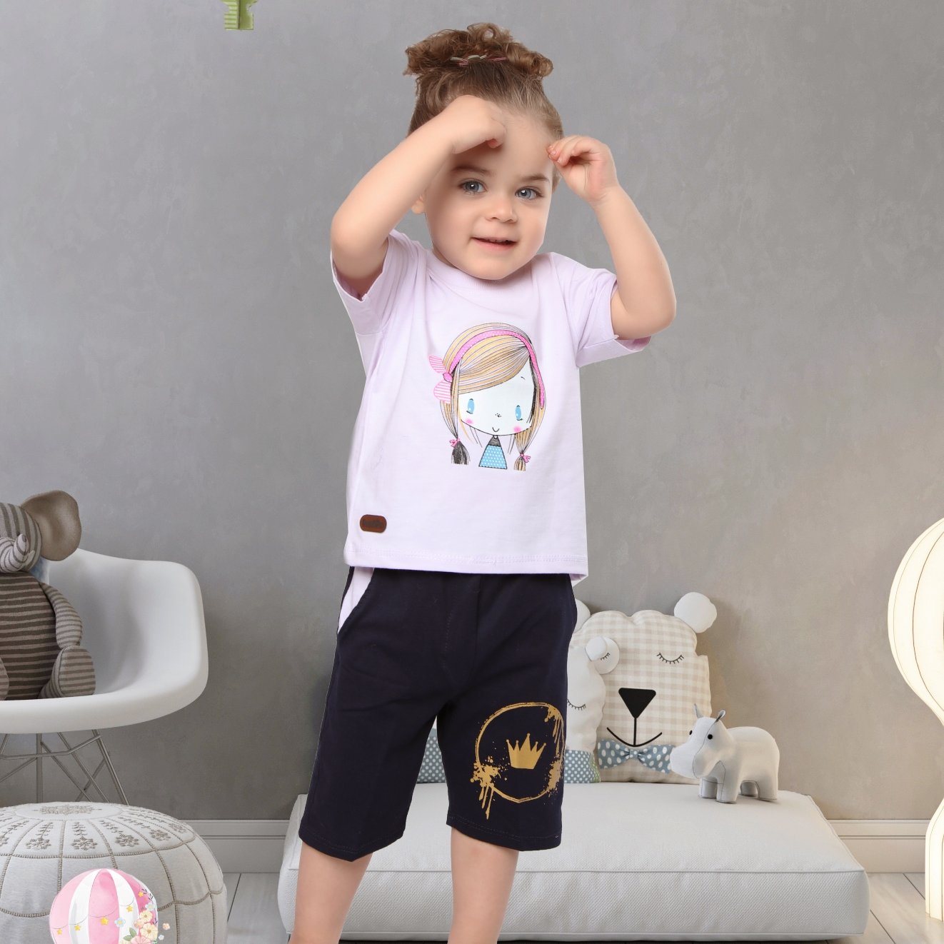 تی شرت شلوارک دخترانه پنبه