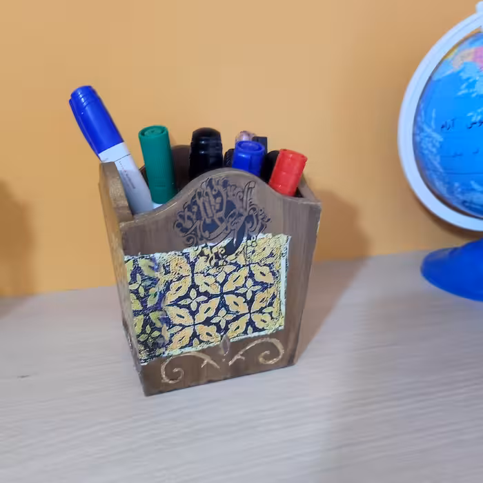 باکس چوبی چند منظوره دکوپاژ با طرح کاشی دالبر 