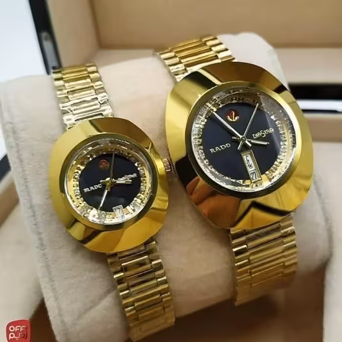 ساعت مچی ست مردانه و زنانه رادو تخم مرغی اصل میوتا ژاپن پشت پیچ سرامیک ضدخش بندکشویی لنگرچرخون 