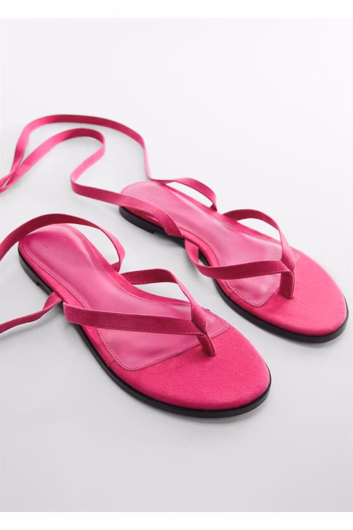 صندل صورتی زنانه با باند چرمی MANGO