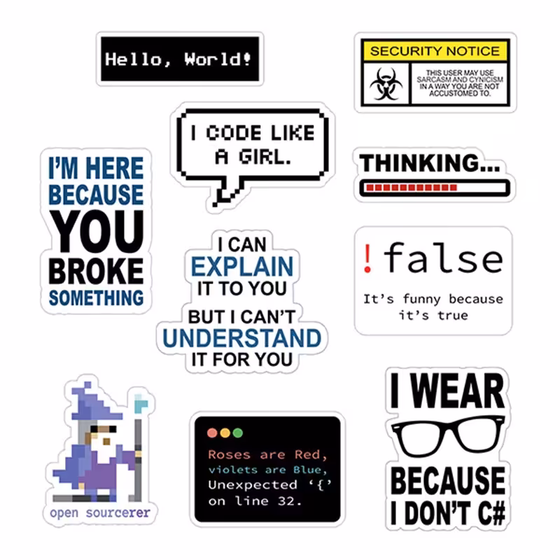 استیکر لپتاپ-پک ده عددی-طرح برنامه نویسی-کد1120-سفارشی