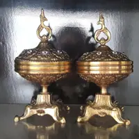 جفت قندان برنز (2000 گرمی) سنگین و قدیمی نگین دار