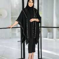 پانچو زنانه کرپ مدل کوتاه ریشه دوزی سلین